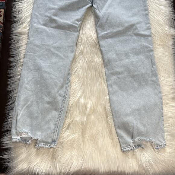 Abercrombie Light Wash Distressed The Ankle Straight Ultra High Rise Jeans - Picture 7 of 9